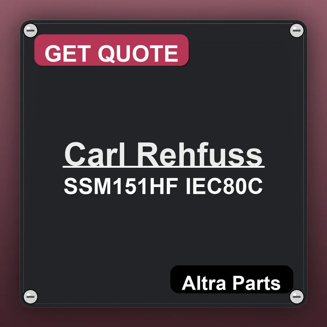 Carl Rehfuss SSM151HF IEC80C industrial nameplate style image – Altra Parts. GET QUOTE.