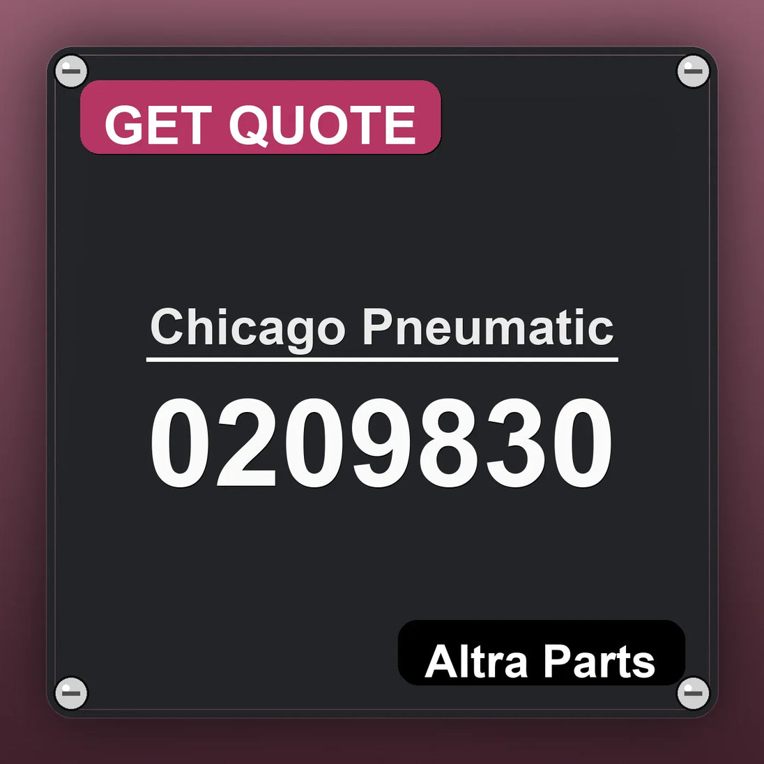 Chicago Pneumatic 0209830 industrial nameplate style image – Altra Parts. GET QUOTE.