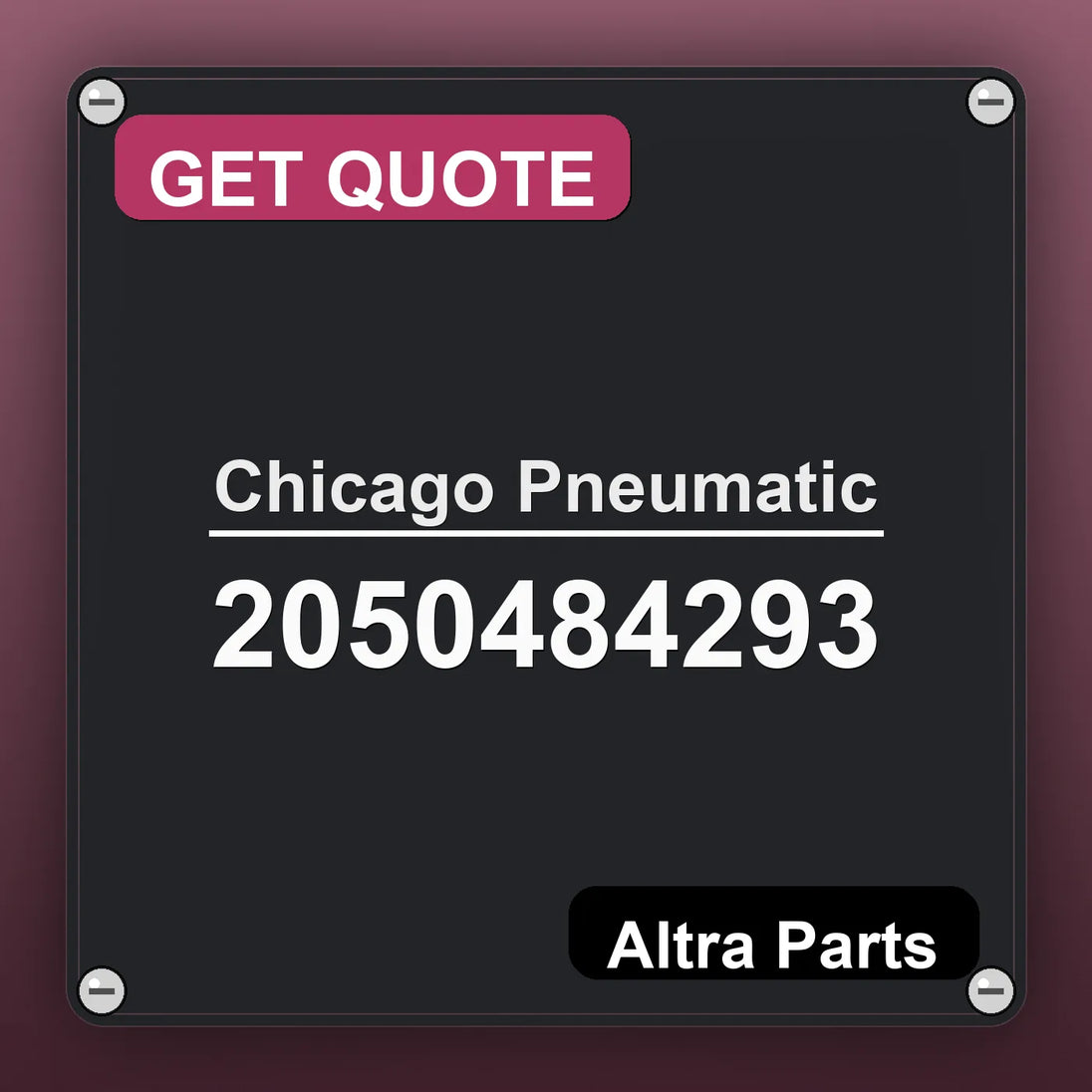 Chicago Pneumatic 2050484293 industrial nameplate style image – Altra Parts. GET QUOTE.