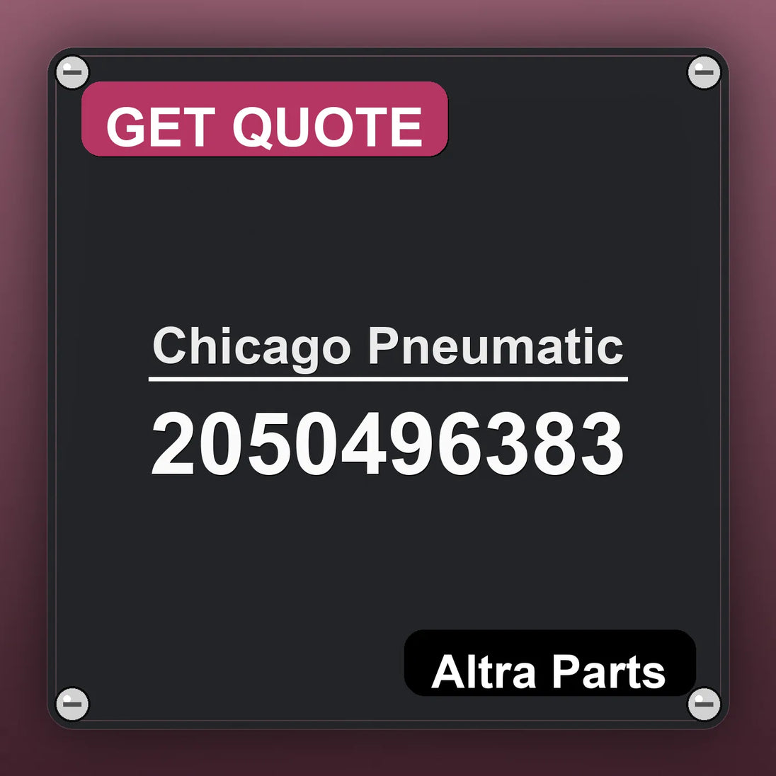 Chicago Pneumatic 2050496383 industrial nameplate style image – Altra Parts. GET QUOTE.