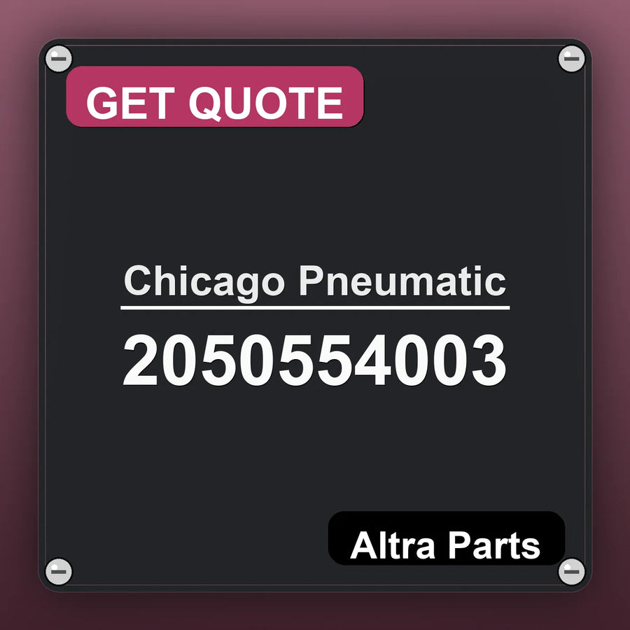 Chicago Pneumatic 2050554003 industrial nameplate style image – Altra Parts. GET QUOTE.