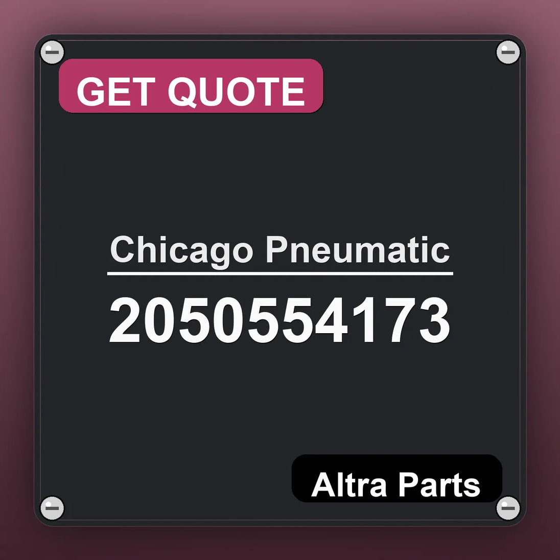 Chicago Pneumatic 2050554173 industrial nameplate style image – Altra Parts. GET QUOTE.