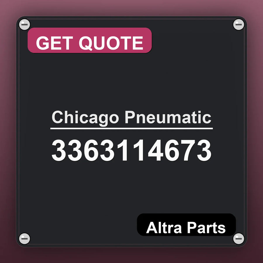 Chicago Pneumatic 3363114673 industrial nameplate style image – Altra Parts. GET QUOTE.