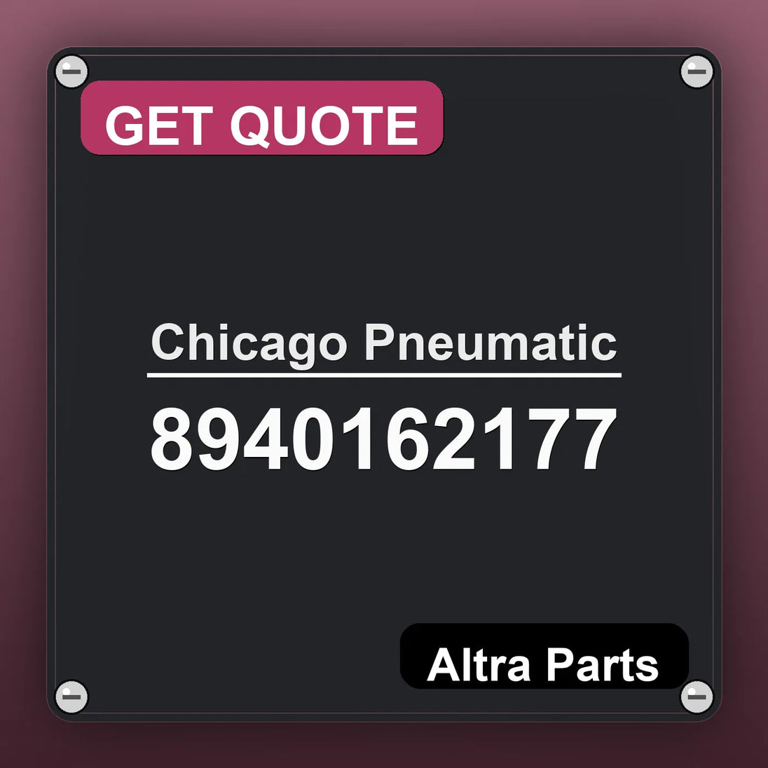 Chicago Pneumatic 8940162177 industrial nameplate style image – Altra Parts. GET QUOTE.