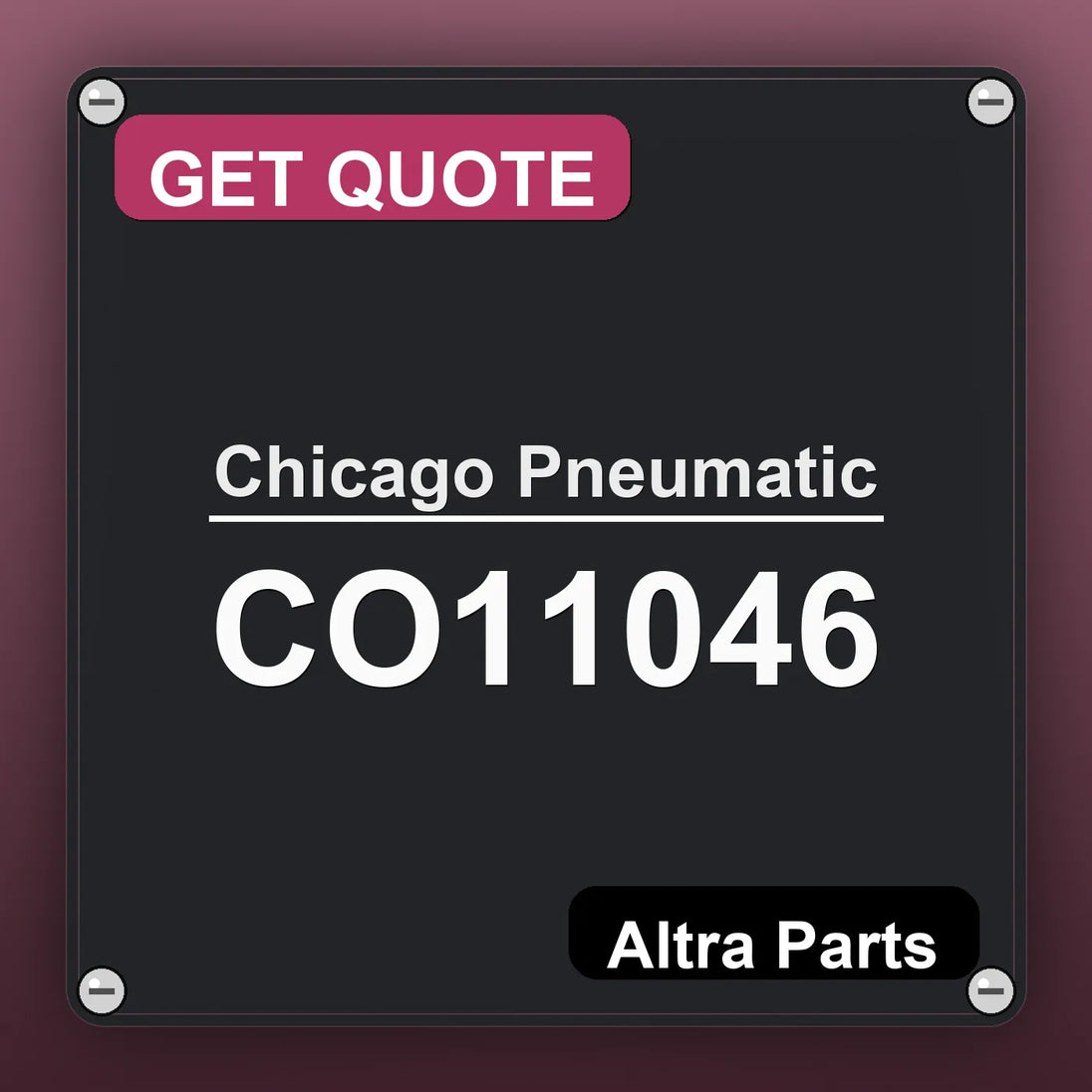 Chicago Pneumatic CO11046 industrial nameplate style image – Altra Parts. GET QUOTE.