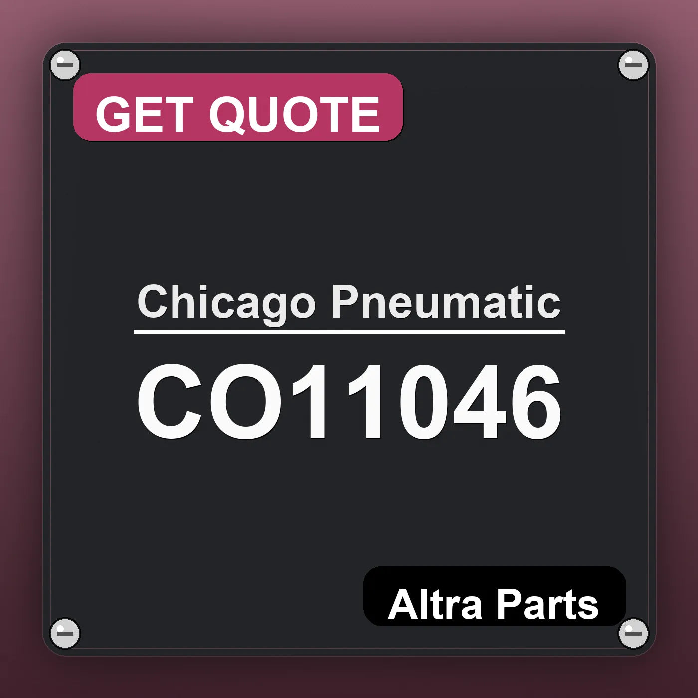 Chicago Pneumatic CO11046 industrial nameplate style image – Altra Parts. GET QUOTE.