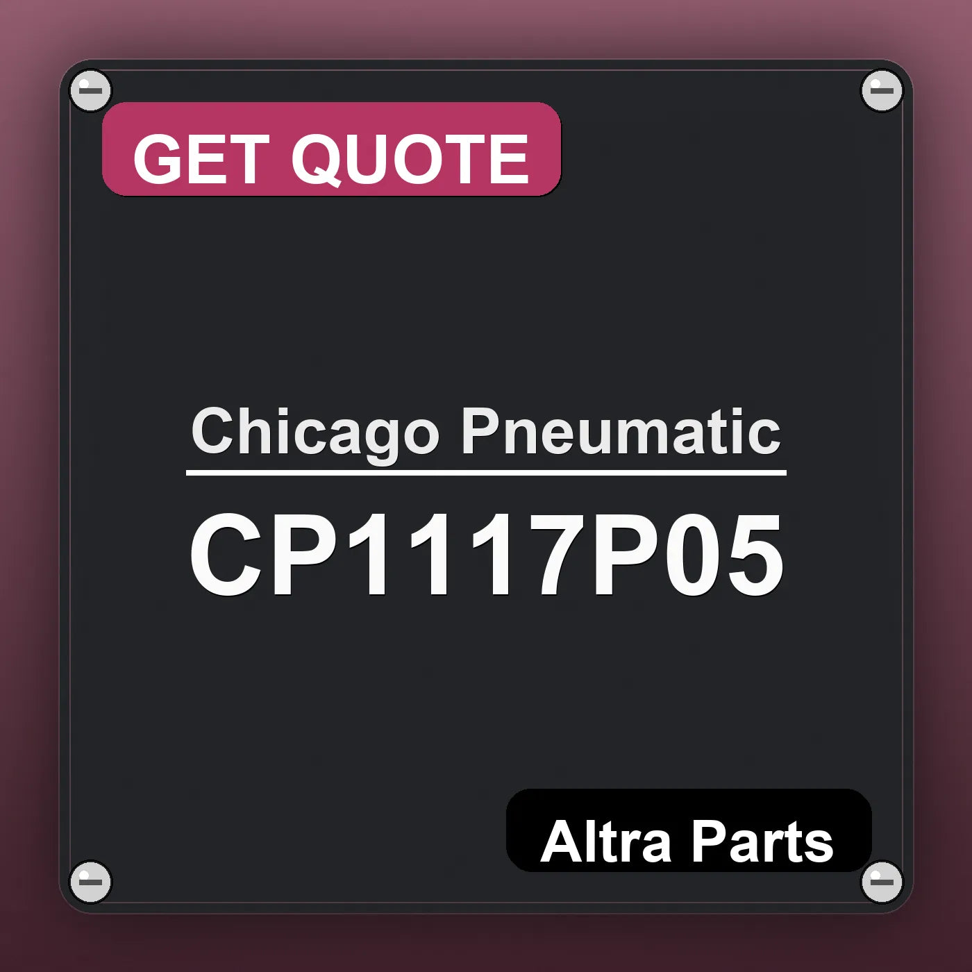 Chicago Pneumatic CP1117P05 industrial nameplate style image – Altra Parts. GET QUOTE.