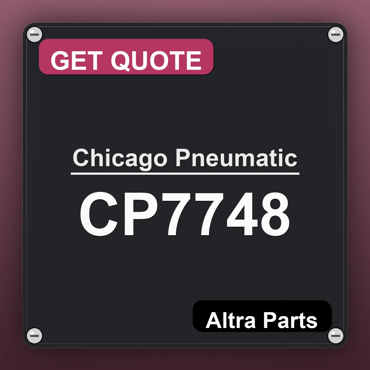 Chicago Pneumatic CP7748 industrial nameplate style image – Altra Parts. GET QUOTE.