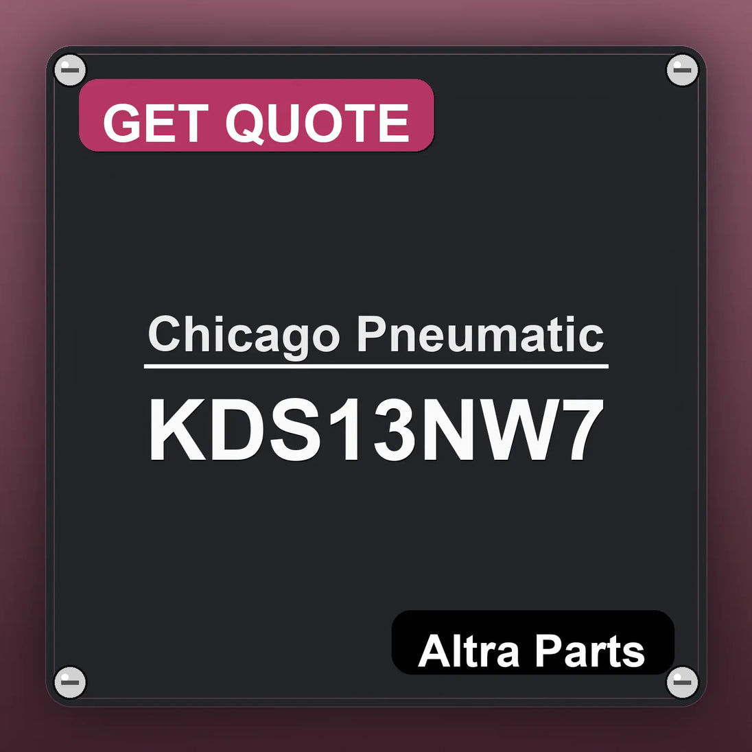 Chicago Pneumatic KDS13NW7 industrial nameplate style image – Altra Parts. GET QUOTE.