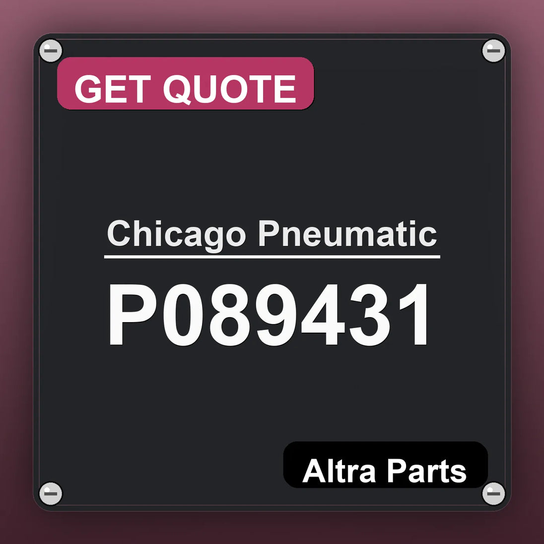 Chicago Pneumatic P089431 industrial nameplate style image – Altra Parts. GET QUOTE.