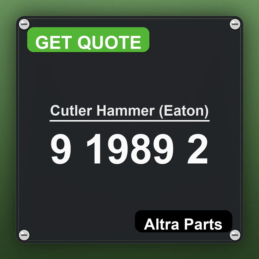 Cutler Hammer (Eaton) 9 1989 2 industrial nameplate style image – Altra Parts. GET QUOTE.