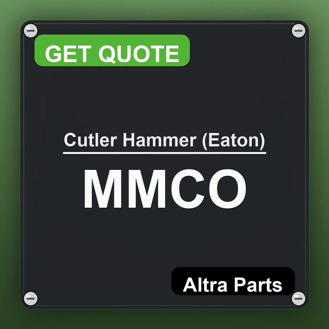 Cutler Hammer (Eaton) MMCO industrial nameplate style image – Altra Parts. GET QUOTE.
