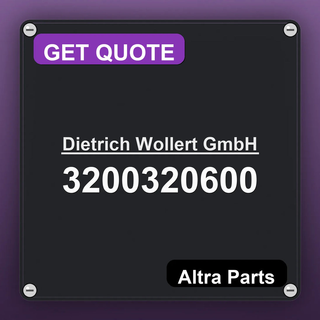 Dietrich Wollert GmbH 3200320600 industrial nameplate style image – Altra Parts. GET QUOTE.