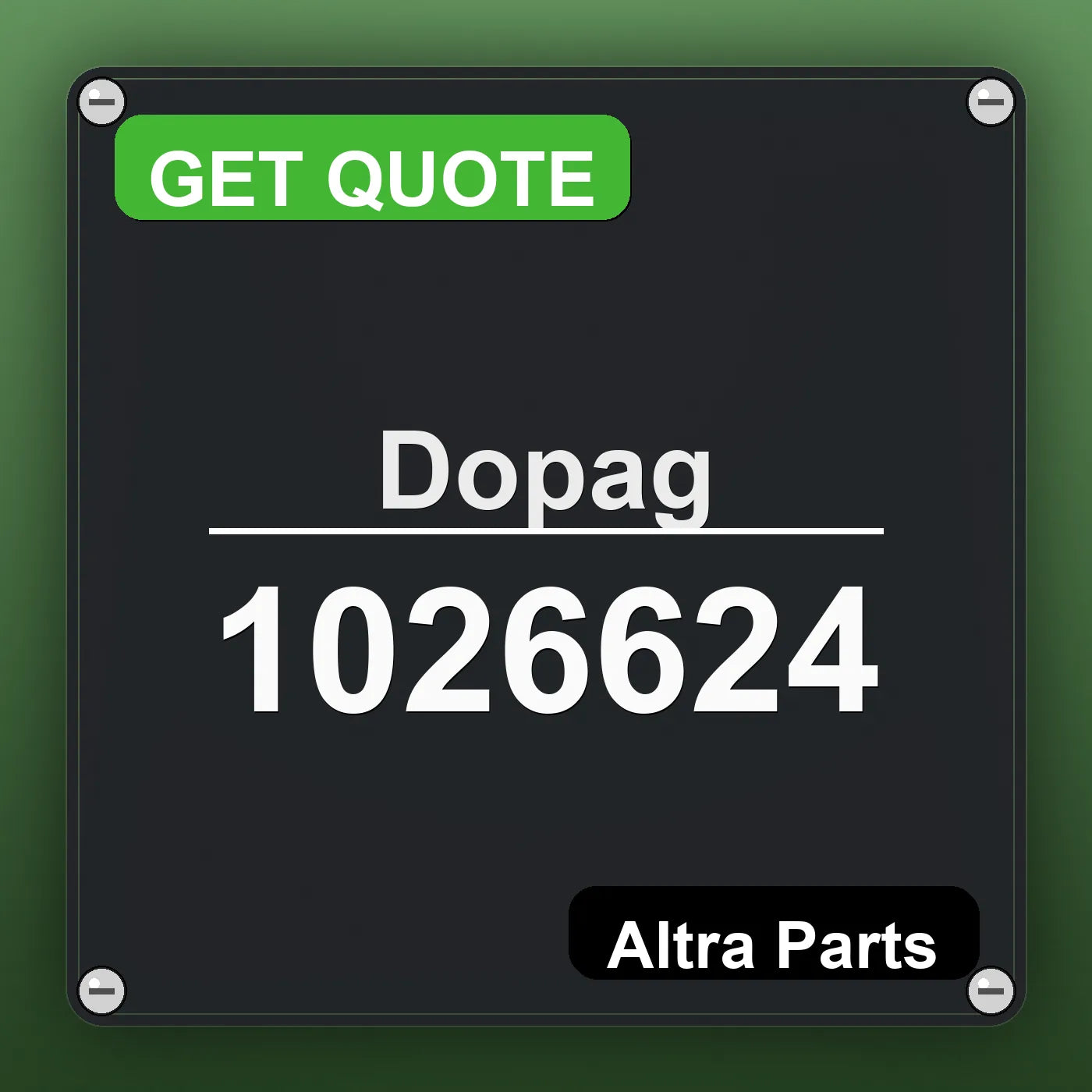 Dopag 1026624 industrial nameplate style image – Altra Parts. GET QUOTE.
