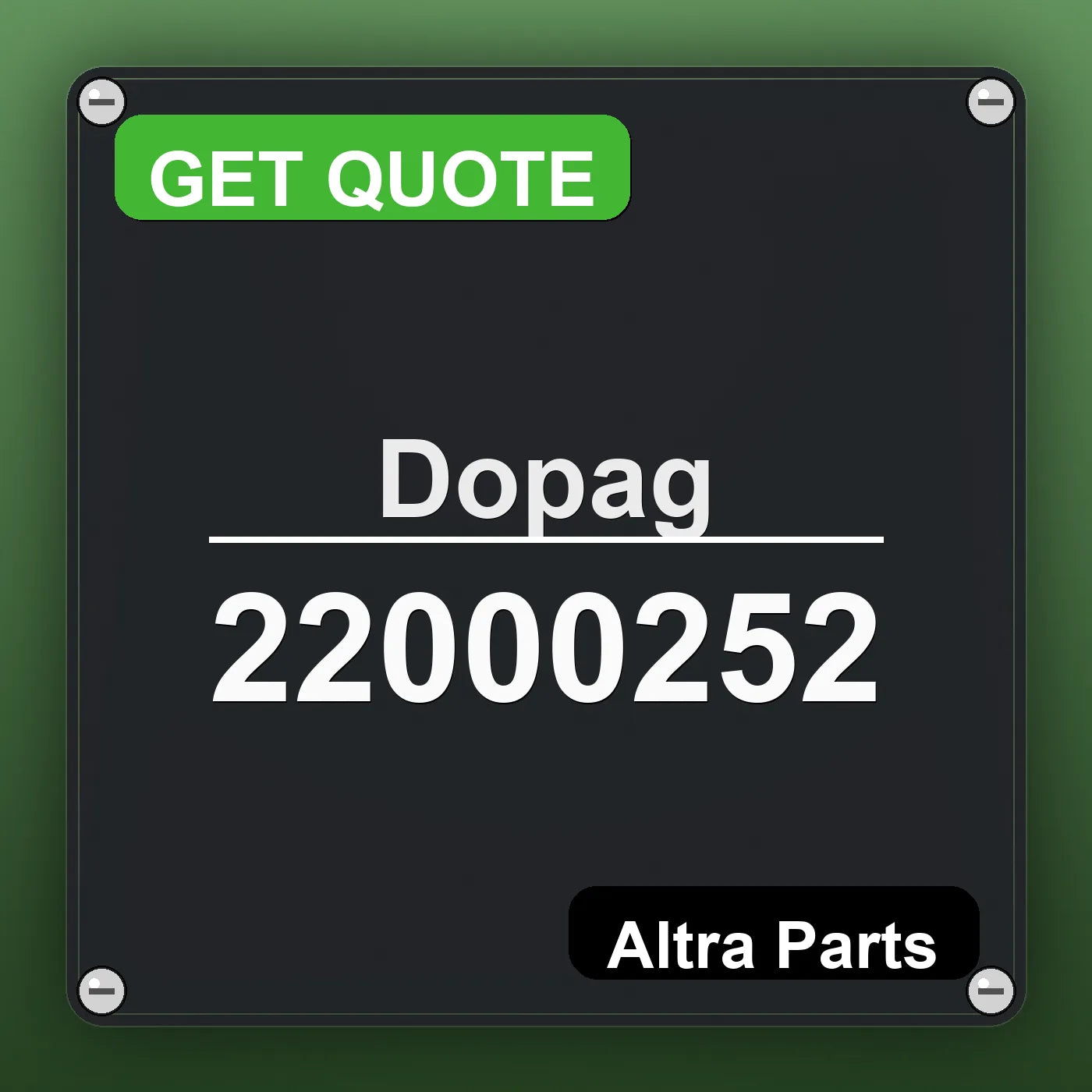 Dopag 22000252 industrial nameplate style image – Altra Parts. GET QUOTE.