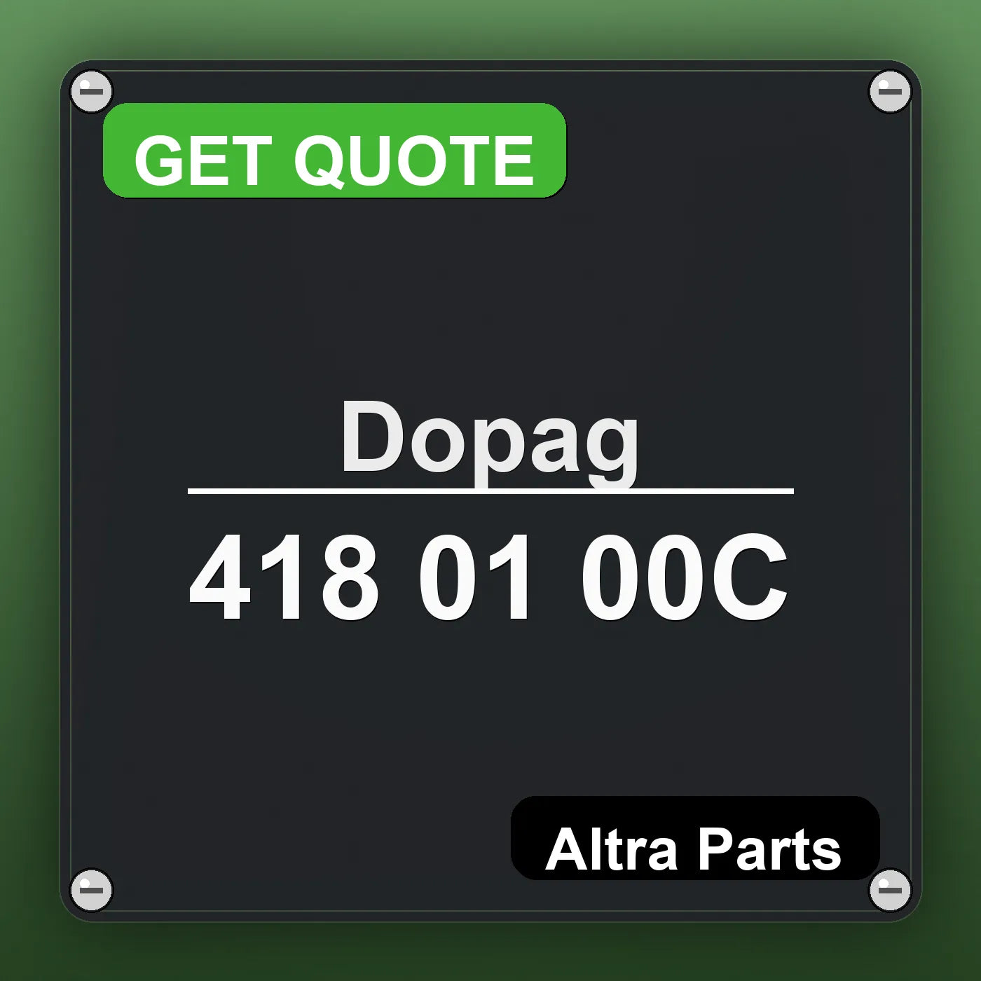 Dopag 418 01 00C industrial nameplate style image – Altra Parts. GET QUOTE.