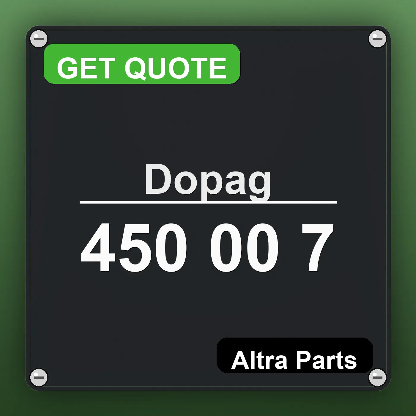 Dopag 450 00 7 industrial nameplate style image – Altra Parts. GET QUOTE.