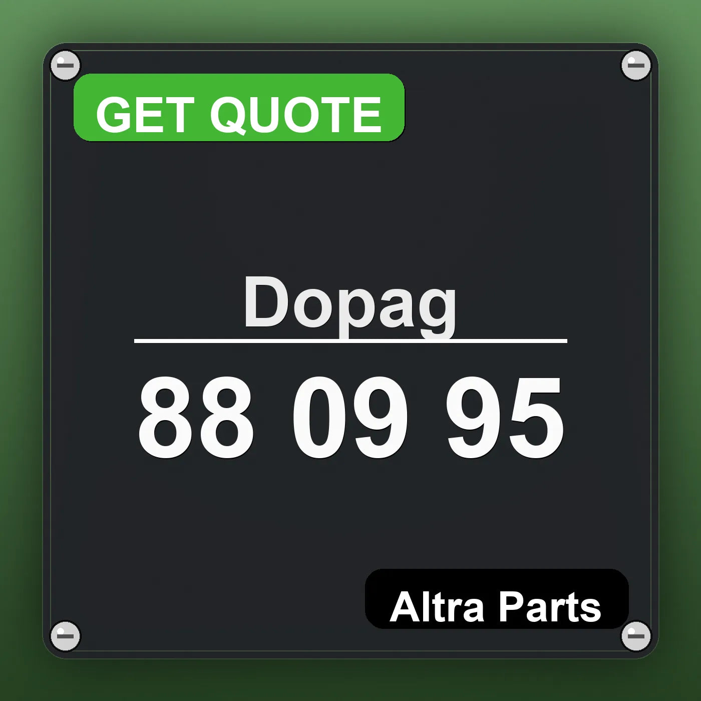 Dopag 88 09 95 industrial nameplate style image – Altra Parts. GET QUOTE.