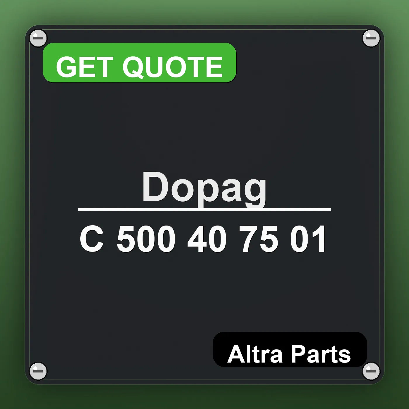 Dopag C 500 40 75 01 industrial nameplate style image – Altra Parts. GET QUOTE.