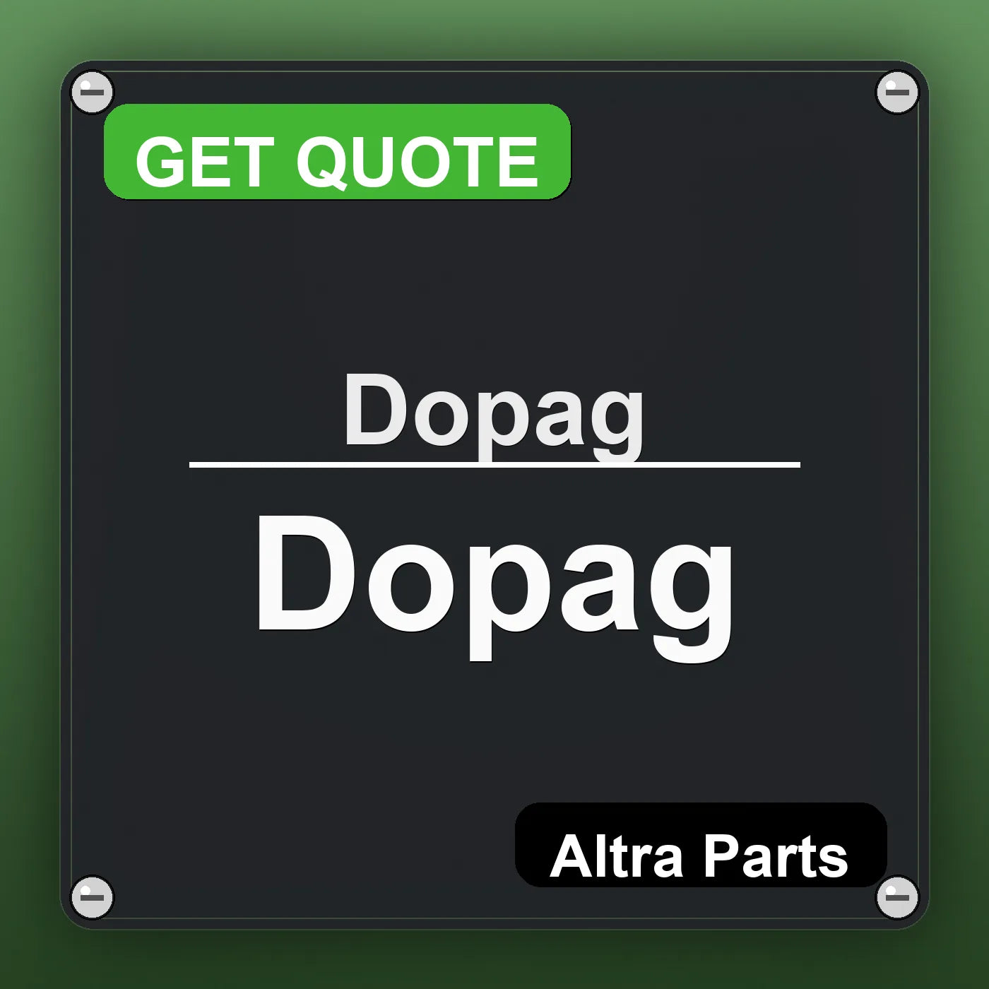 Dopag Dopag industrial nameplate style image – Altra Parts. GET QUOTE.