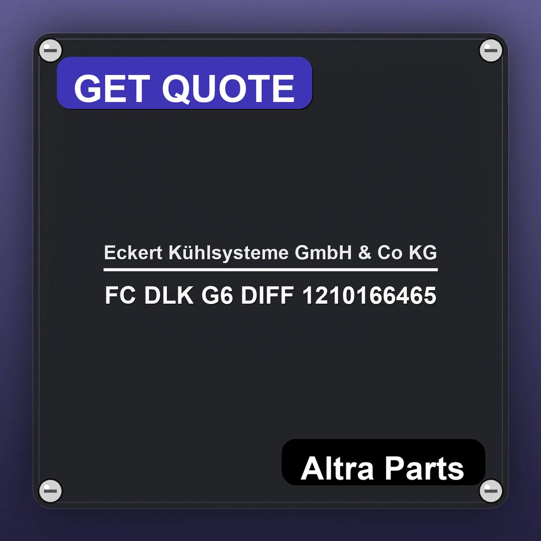 Eckert Kühlsysteme GmbH & Co KG FC DLK G6 DIFF 1210166465 industrial nameplate style image – Altra Parts. GET QUOTE.