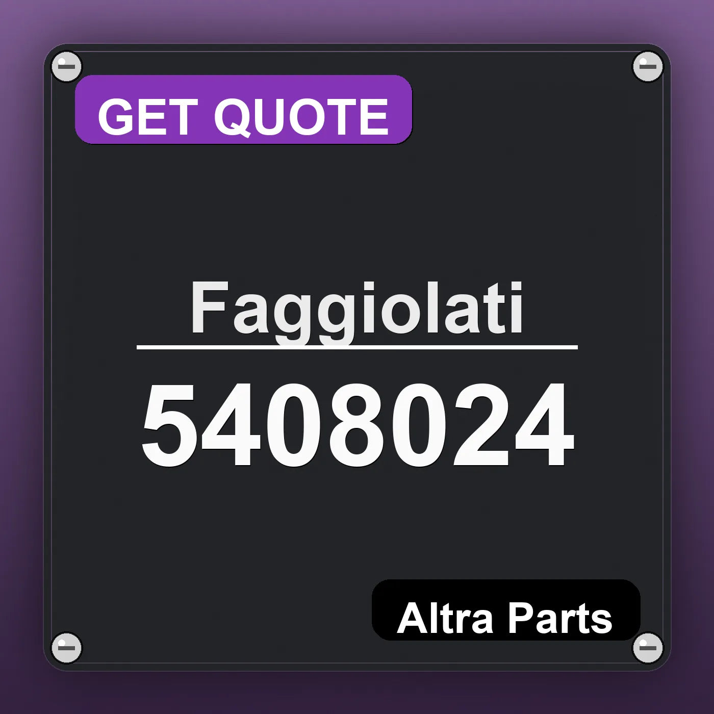 Faggiolati 5408024 industrial nameplate style image – Altra Parts. GET QUOTE.