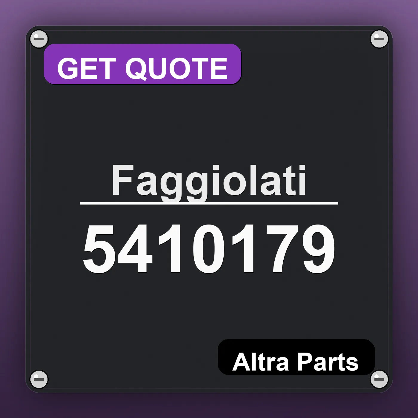 Faggiolati 5410179 industrial nameplate style image – Altra Parts. GET QUOTE.