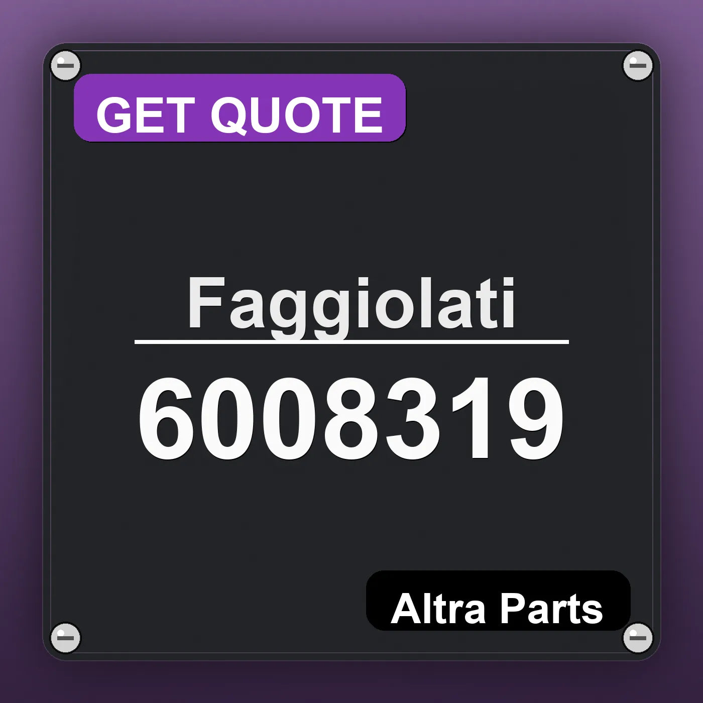 Faggiolati 6008319 industrial nameplate style image – Altra Parts. GET QUOTE.