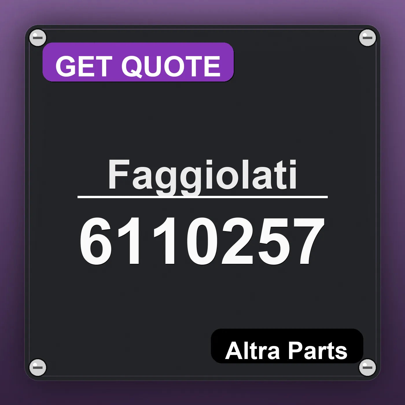 Faggiolati 6110257 industrial nameplate style image – Altra Parts. GET QUOTE.
