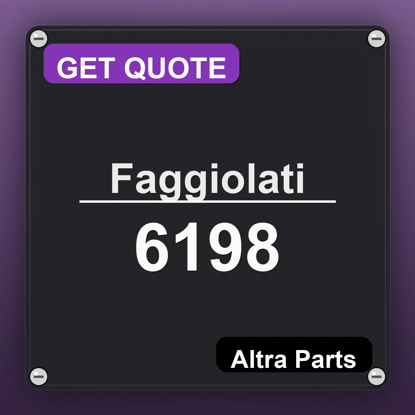 Faggiolati 6198 industrial nameplate style image – Altra Parts. GET QUOTE.