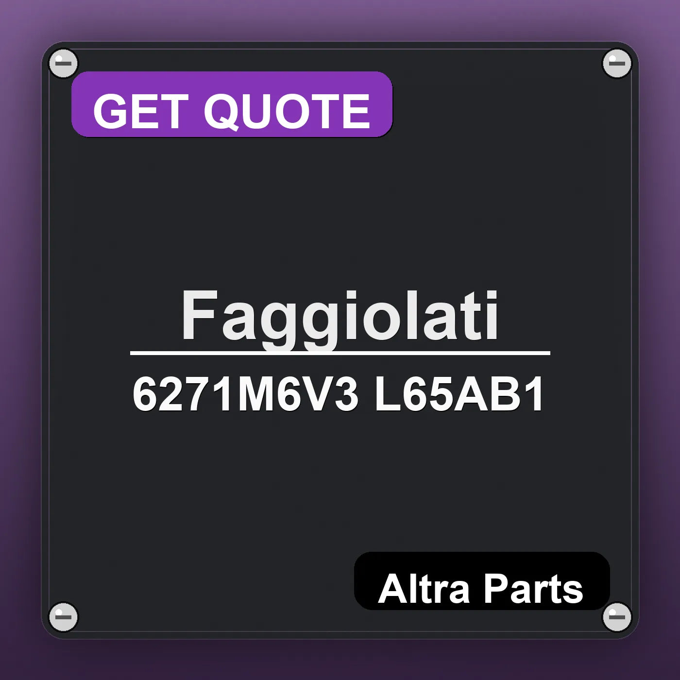 Faggiolati 6271M6V3 L65AB1 industrial nameplate style image – Altra Parts. GET QUOTE.