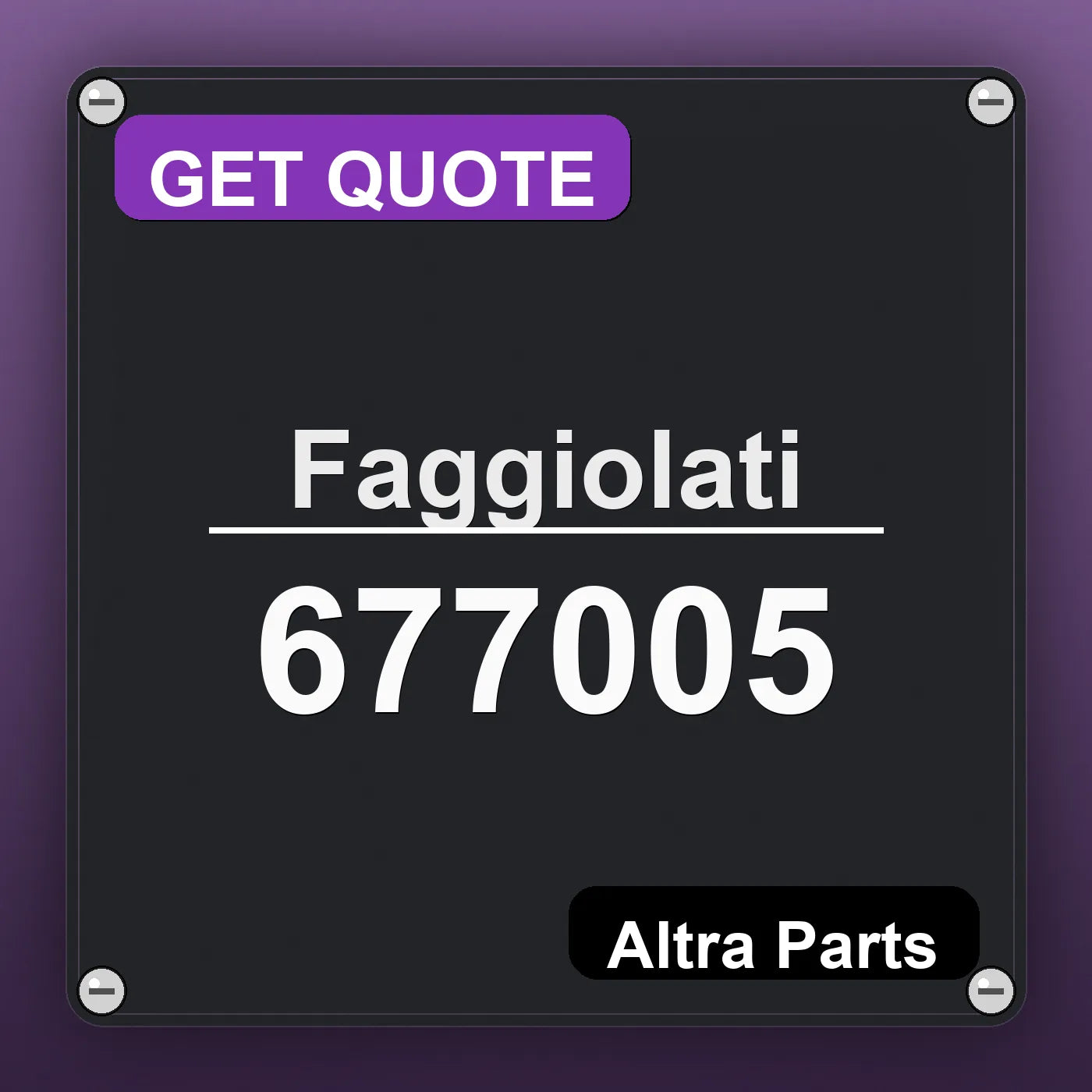 Faggiolati 677005 industrial nameplate style image – Altra Parts. GET QUOTE.