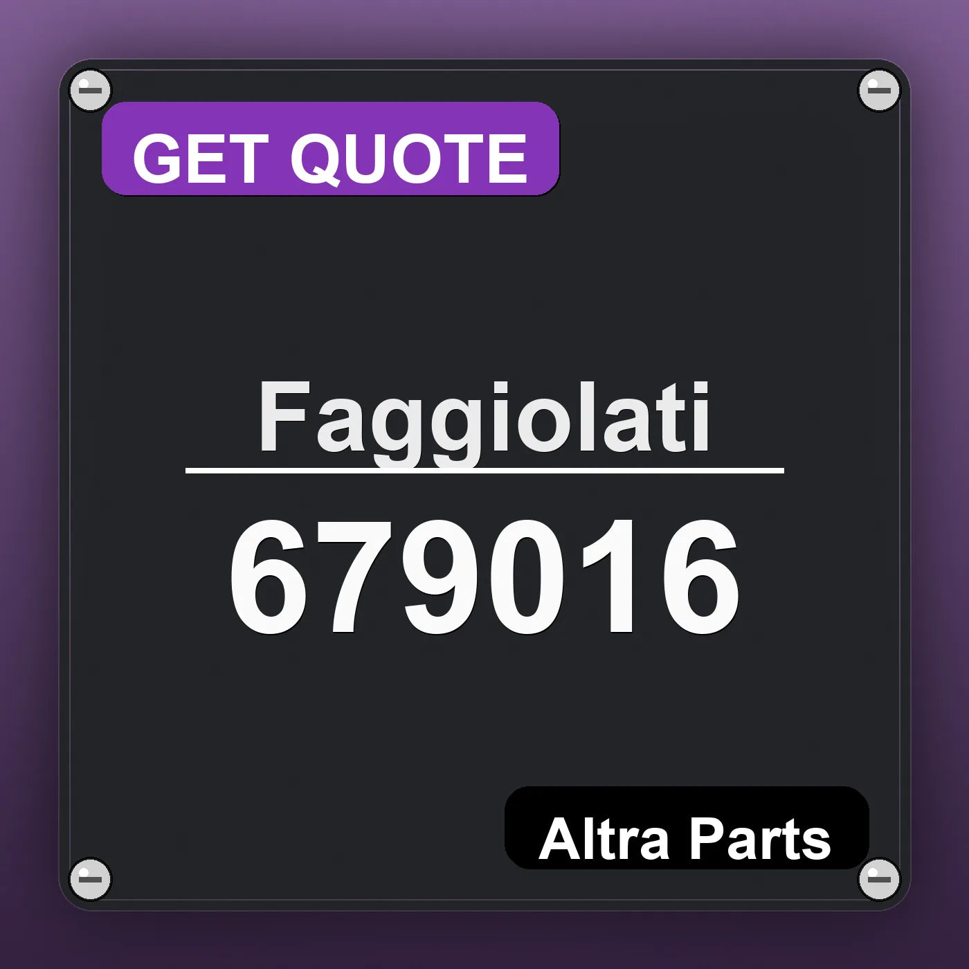 Faggiolati 679016 industrial nameplate style image – Altra Parts. GET QUOTE.