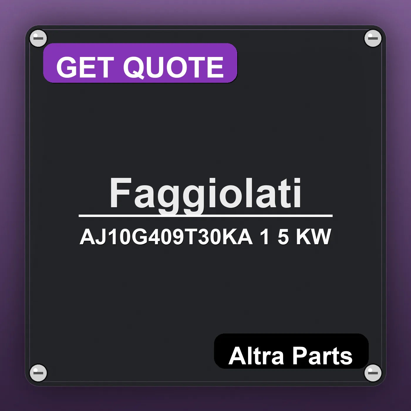 Faggiolati AJ10G409T30KA 1 5 KW industrial nameplate style image – Altra Parts. GET QUOTE.