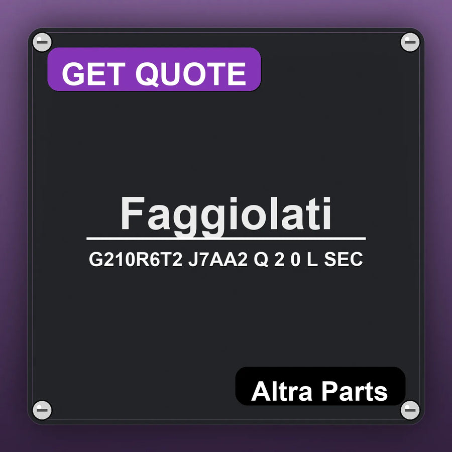 Faggiolati G210R6T2 J7AA2 Q 2 0 L SEC industrial nameplate style image – Altra Parts. GET QUOTE.