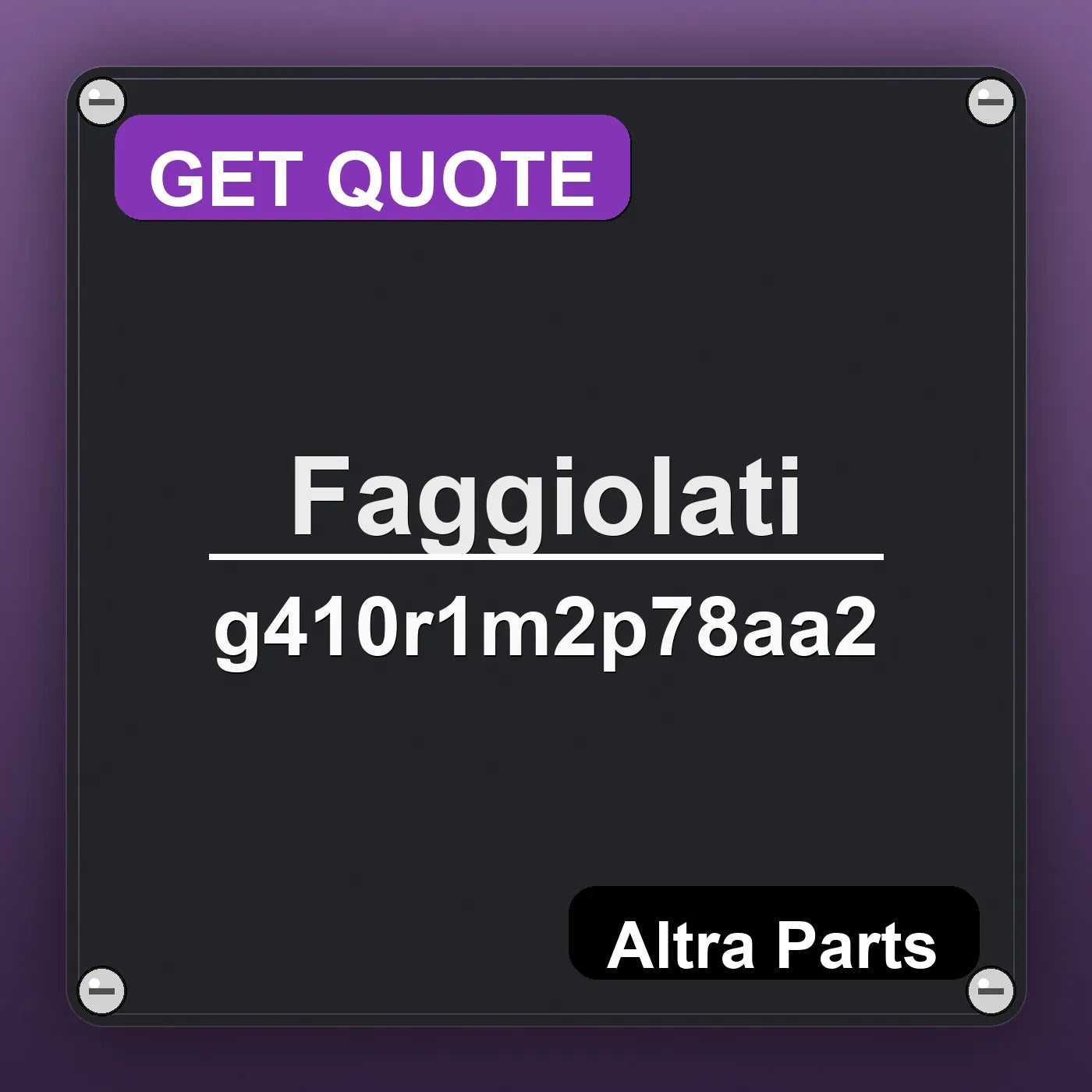 Faggiolati g410r1m2p78aa2 industrial nameplate style image – Altra Parts. GET QUOTE.