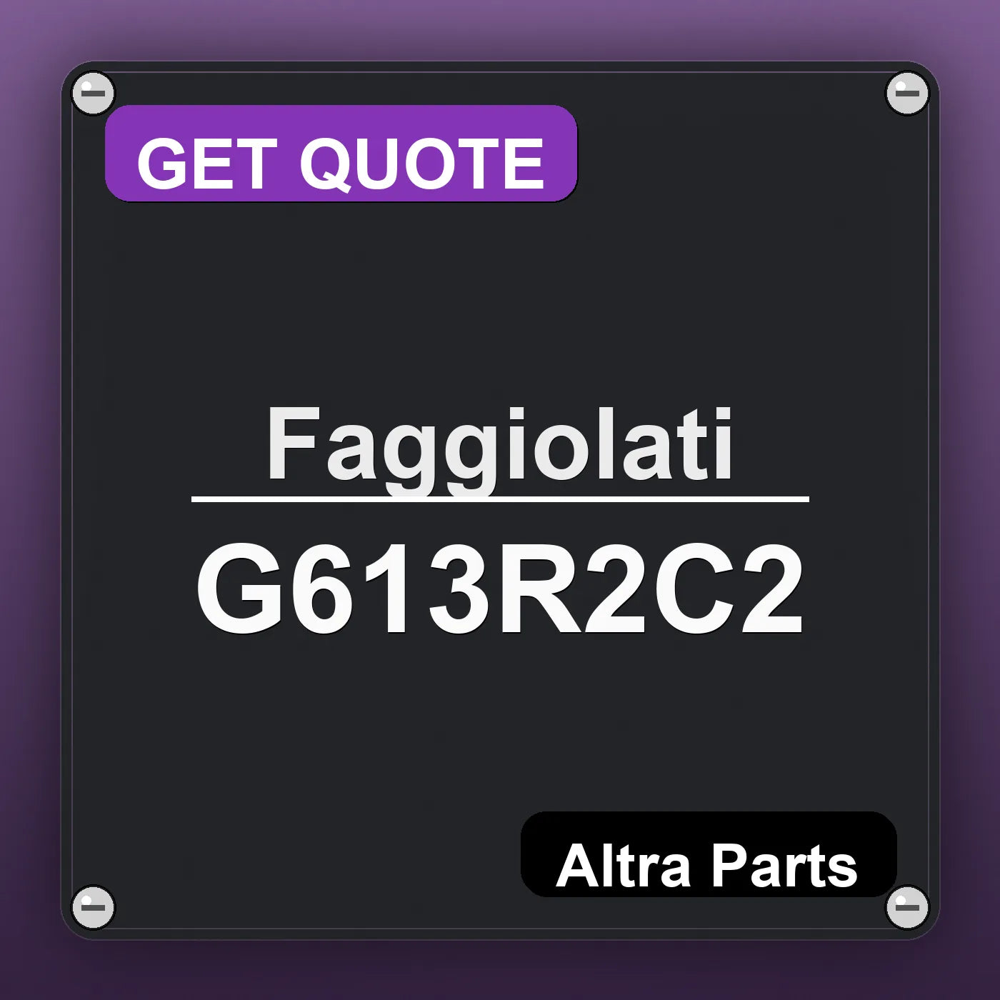 Faggiolati G613R2C2 industrial nameplate style image – Altra Parts. GET QUOTE.