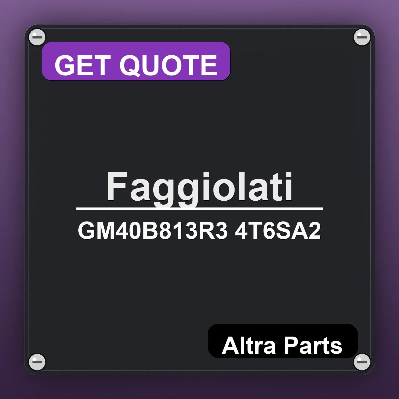 Faggiolati GM40B813R3 4T6SA2 industrial nameplate style image – Altra Parts. GET QUOTE.