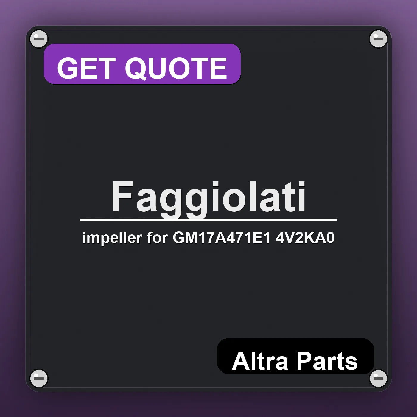 Faggiolati impeller for GM17A471E1 4V2KA0 industrial nameplate style image – Altra Parts. GET QUOTE.
