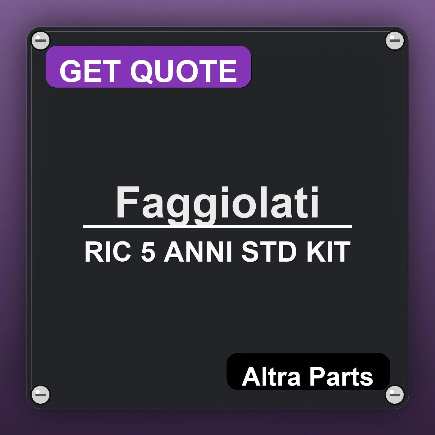 Faggiolati RIC 5 ANNI STD KIT industrial nameplate style image – Altra Parts. GET QUOTE.