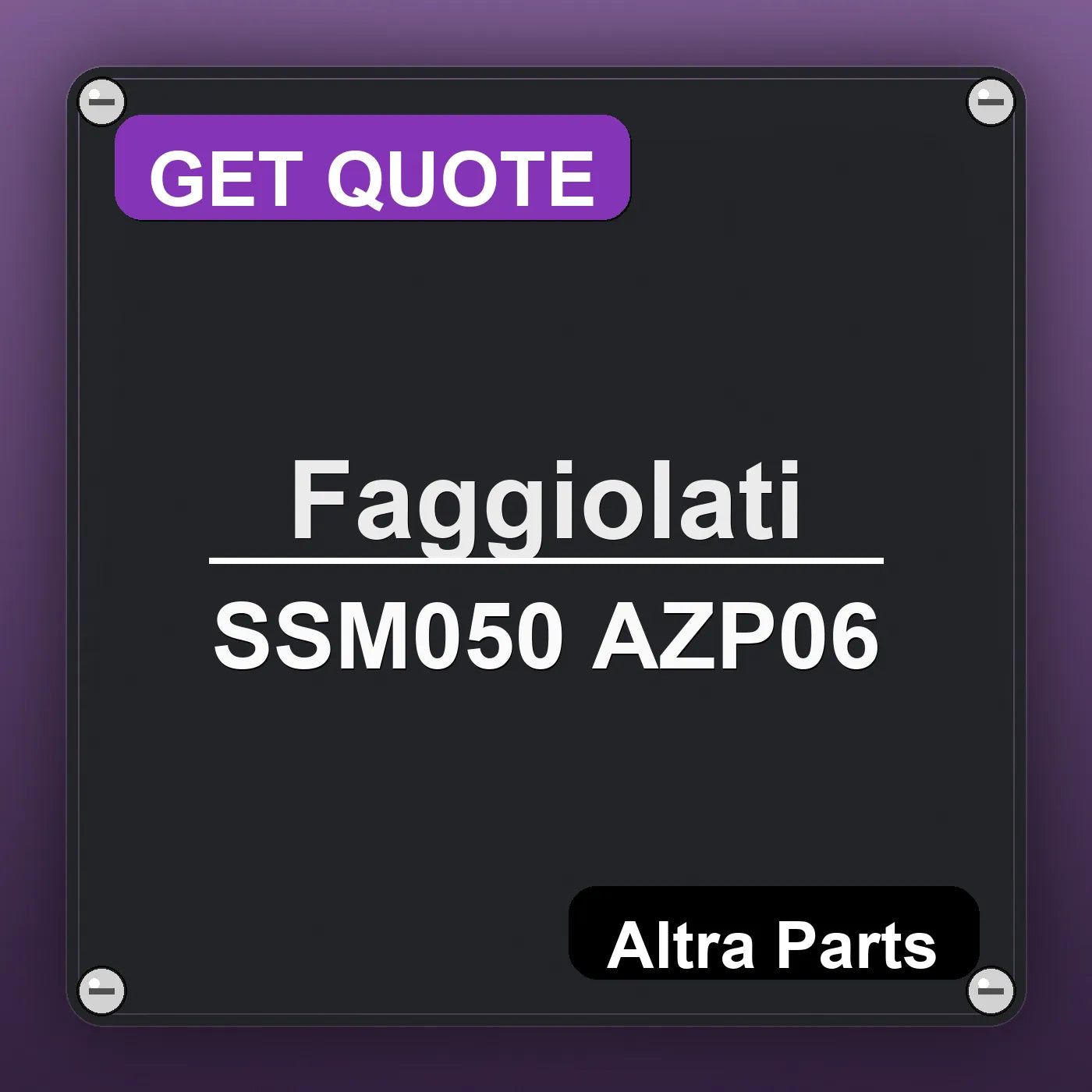 Faggiolati SSM050 AZP06 industrial nameplate style image – Altra Parts. GET QUOTE.