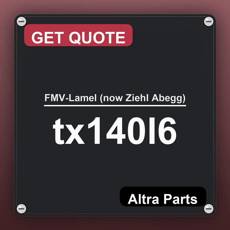 FMV-Lamel (now Ziehl Abegg) tx140l6 industrial nameplate style image – Altra Parts. GET QUOTE.