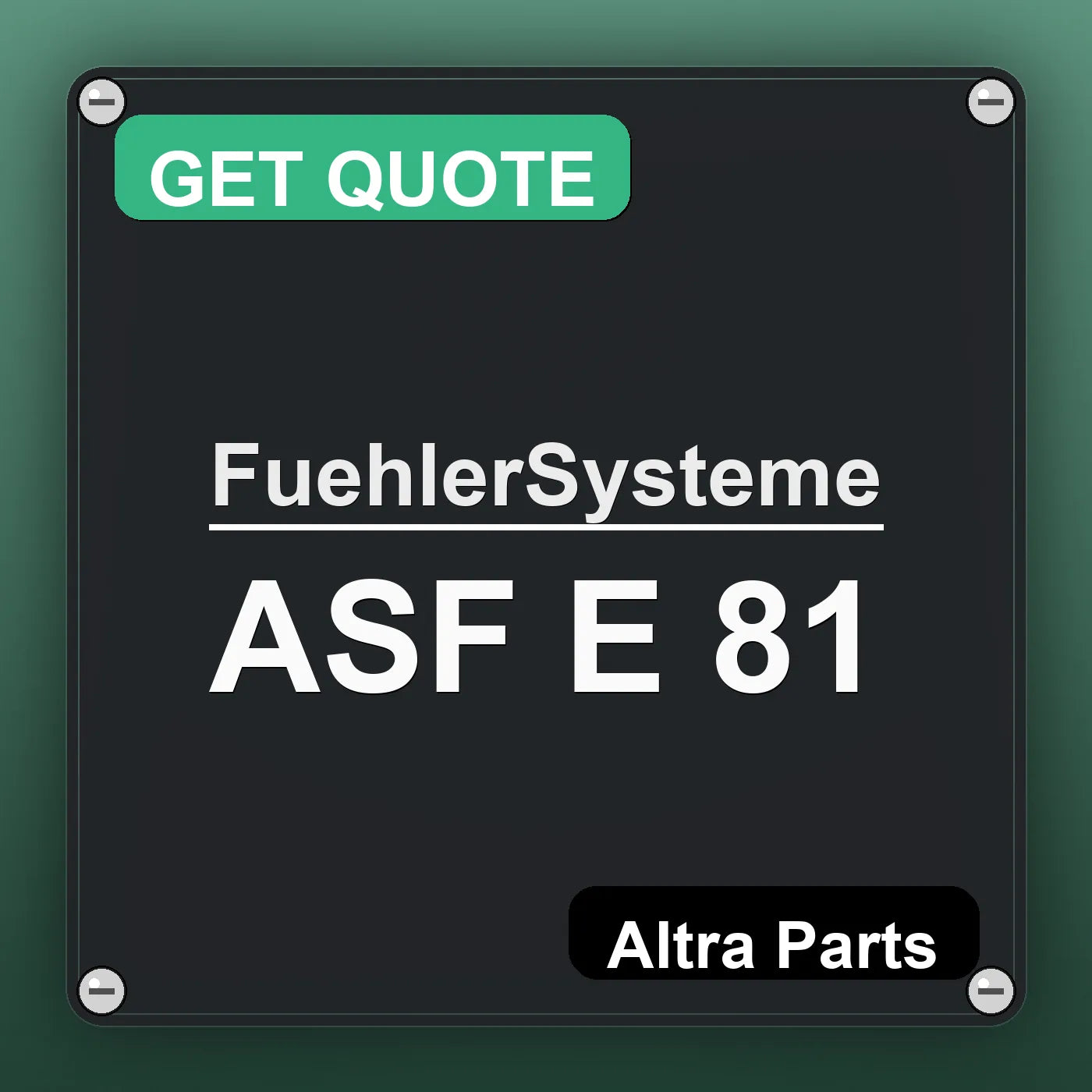 FuehlerSysteme ASF E 81 industrial nameplate style image – Altra Parts. GET QUOTE.
