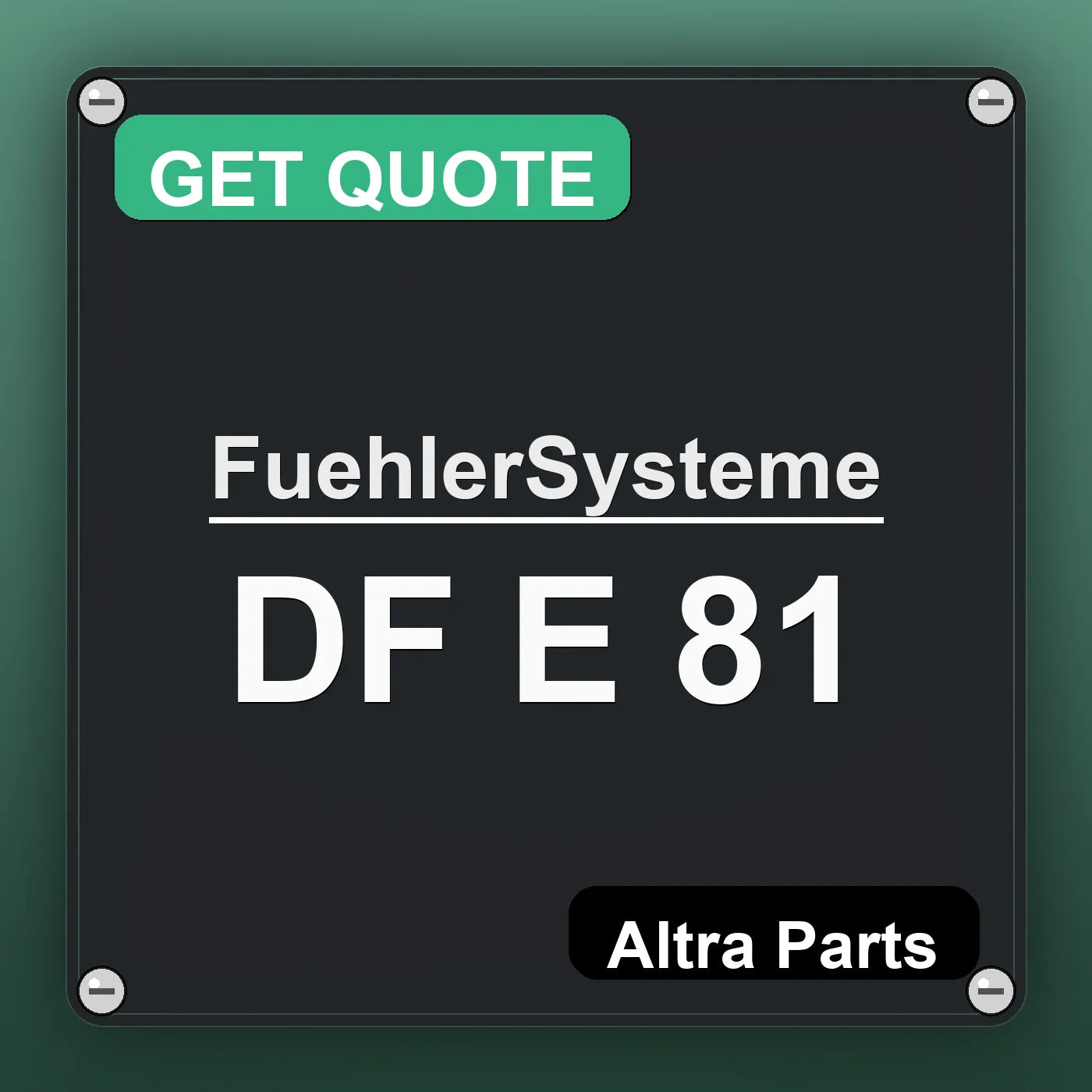 FuehlerSysteme DF E 81 industrial nameplate style image – Altra Parts. GET QUOTE.