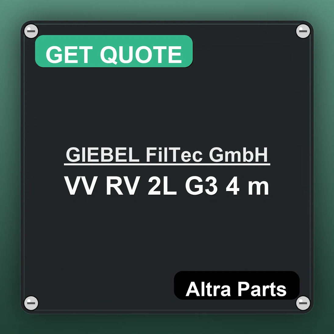 GIEBEL FilTec GmbH VV RV 2L G3 4 m industrial nameplate style image – Altra Parts. GET QUOTE.