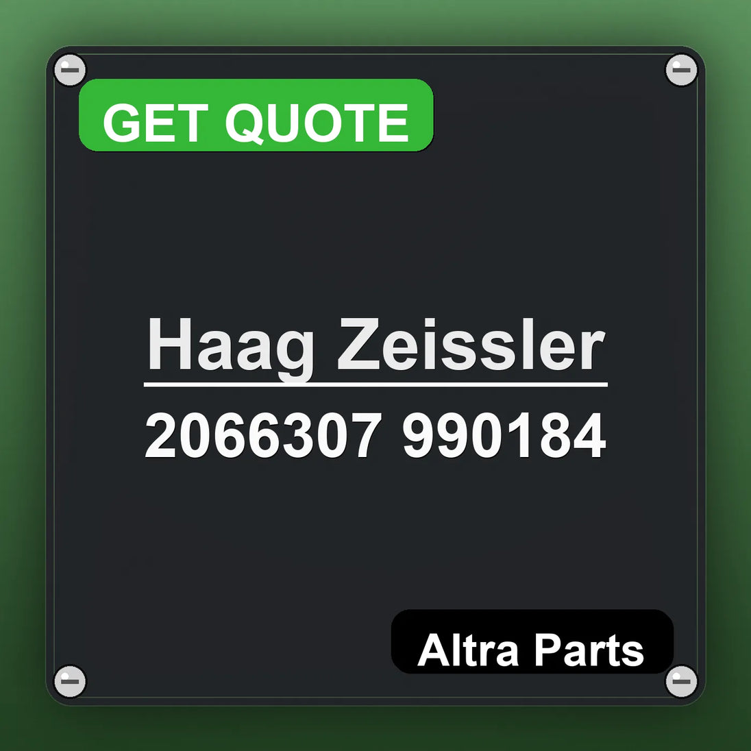 Haag Zeissler 2066307 990184 industrial nameplate style image – Altra Parts. GET QUOTE.