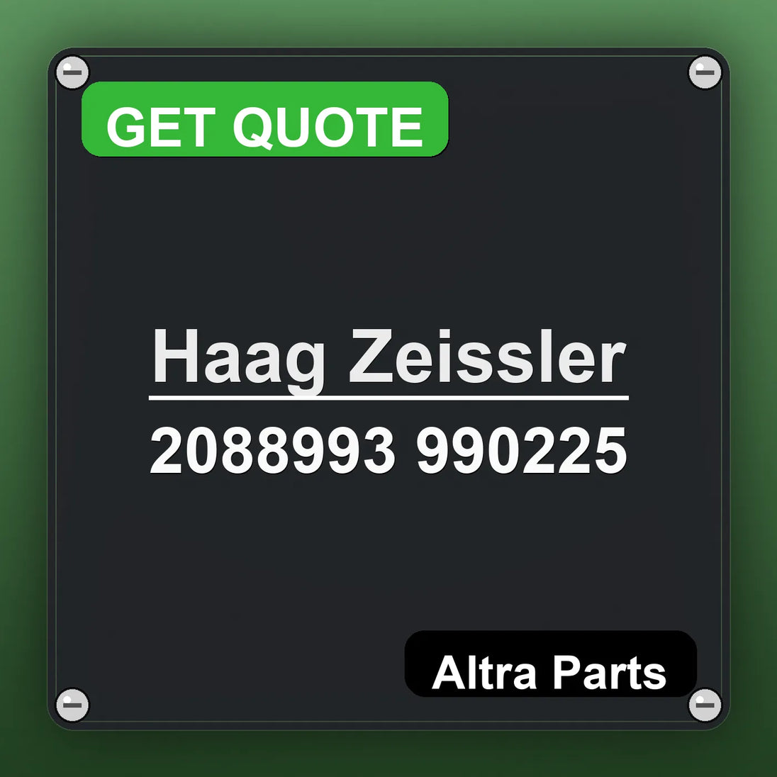 Haag Zeissler 2088993 990225 industrial nameplate style image – Altra Parts. GET QUOTE.