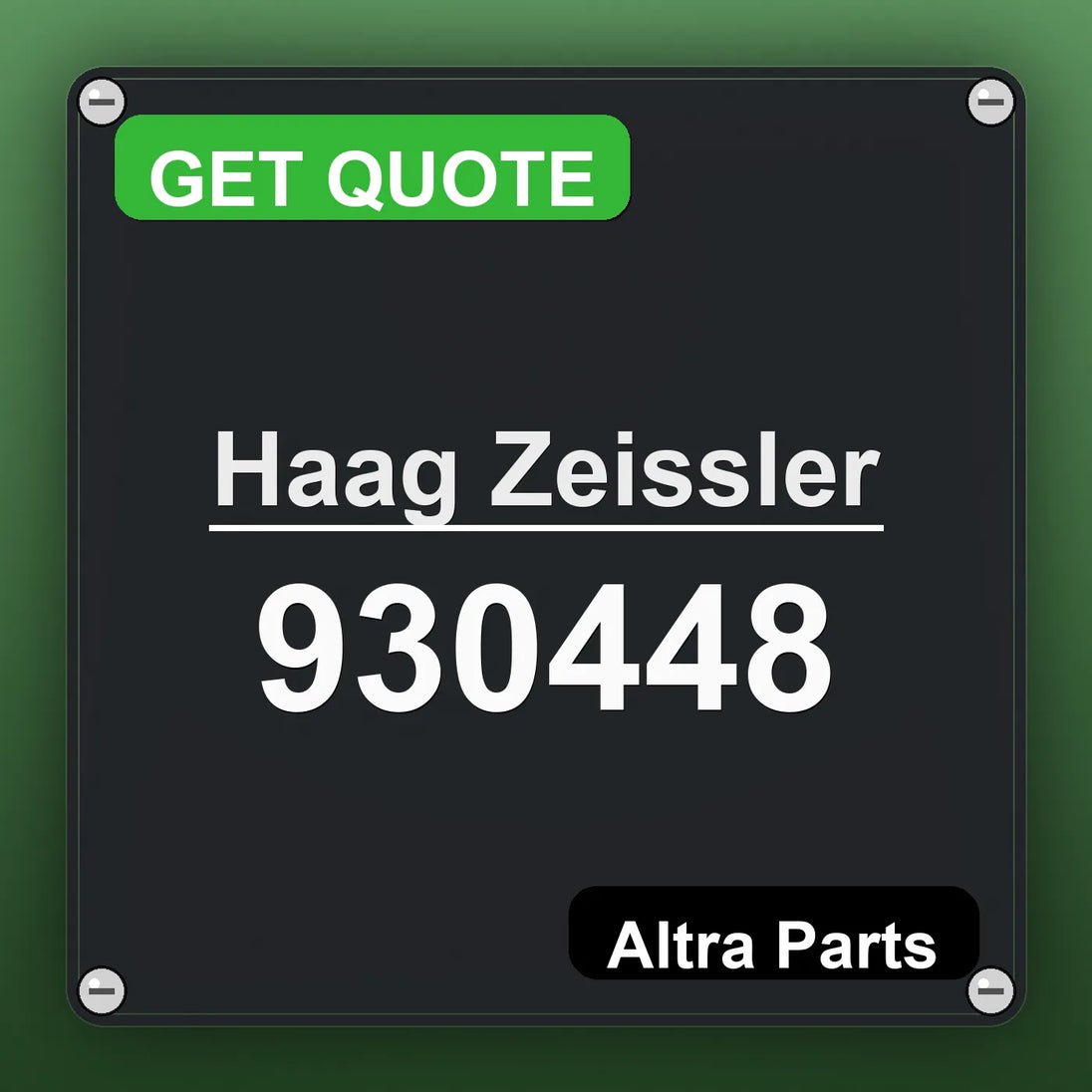 Haag Zeissler 930448 industrial nameplate style image – Altra Parts. GET QUOTE.