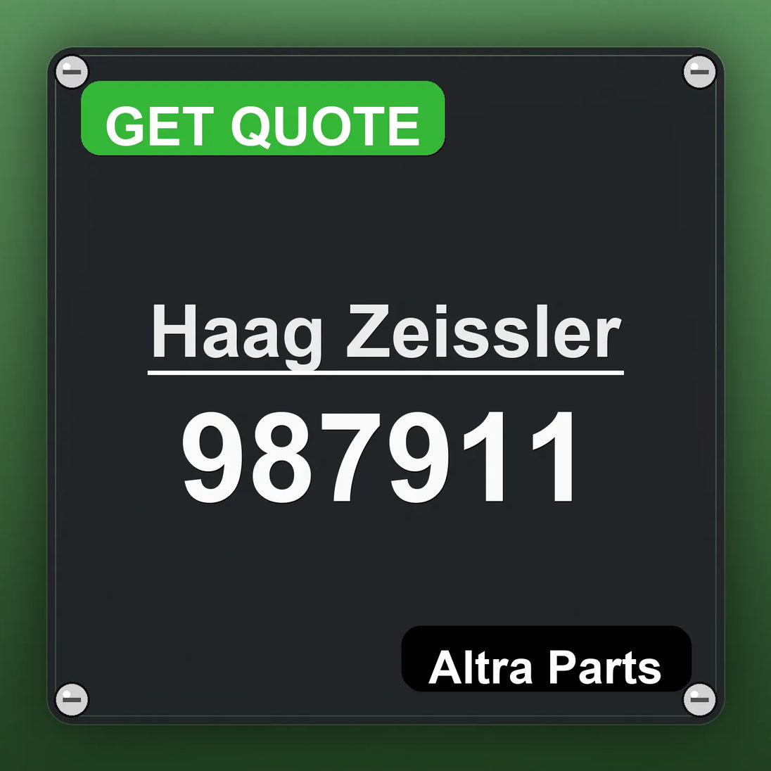 Haag Zeissler 987911 industrial nameplate style image – Altra Parts. GET QUOTE.