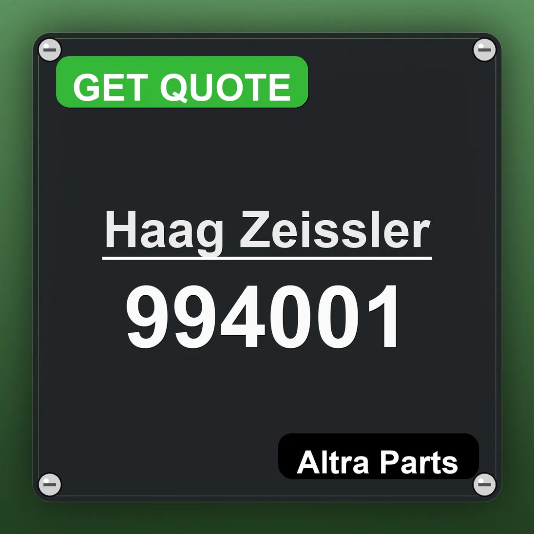 Haag Zeissler 994001 industrial nameplate style image – Altra Parts. GET QUOTE.